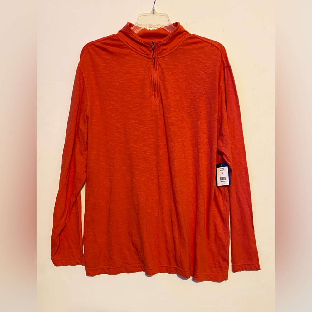NWT Crown & Ivy Sun Washed Red Flame Quarter 1/4 Zip Pullover Men's XL
